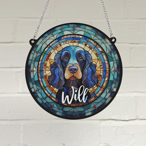 Cocker (Working Black) Personalised Stained Glass Effect Suncatcher